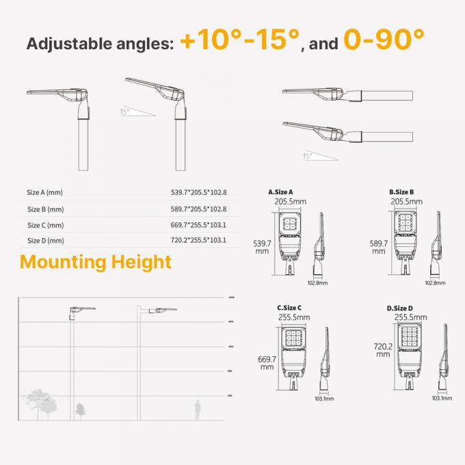 SMD3030 Yüksek Lumen AC LED Sokak Işığı 50W 70W Işık Kontrol Sistemi 3